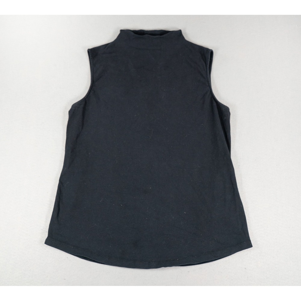Nic+Zoe Womens Mock Neck Sleeveless Top Black Size L Cotton Stretch Shell
